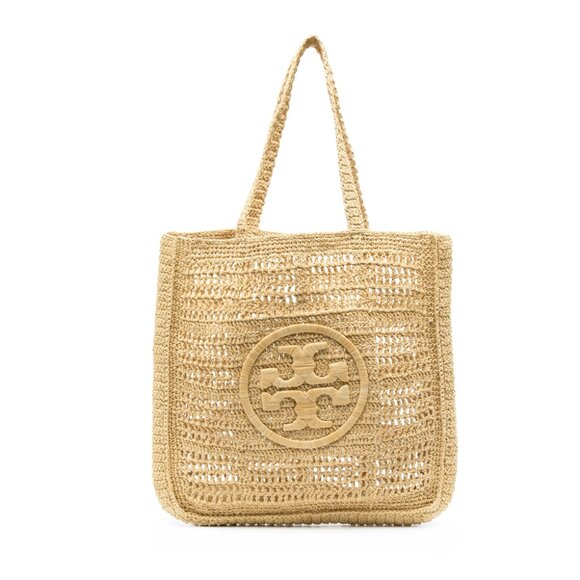 NWT! Tory Burch "ELLA" Crochet Tote Beige - Picture 1 of 9